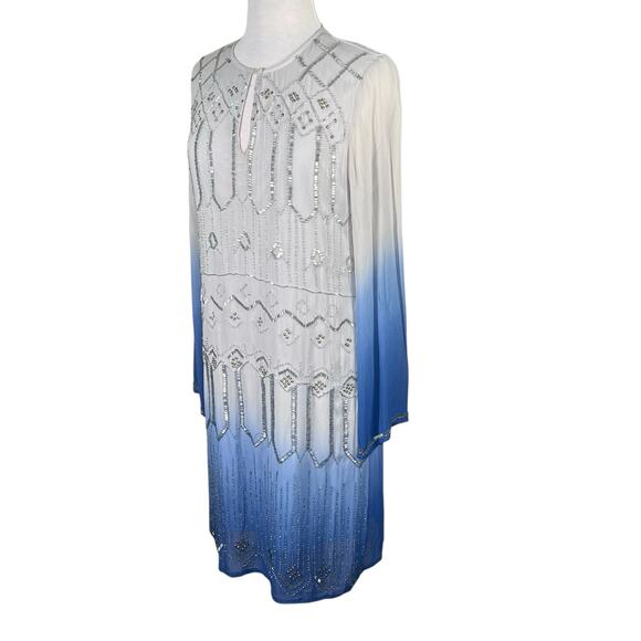 Belle Badgley Mischka Women’s Viscose Ombré Beaded Cocktail Party Dress size 10 - Picture 15 of 15